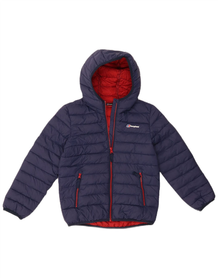 Berghaus Boys Hooded Padded Jacket 7-8 Years Navy Blue Polyamide