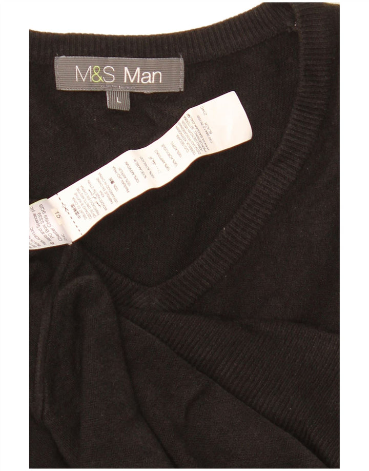 Мужской джемпер с v-образным вырезом Marks & Spencer, большой черный акрил