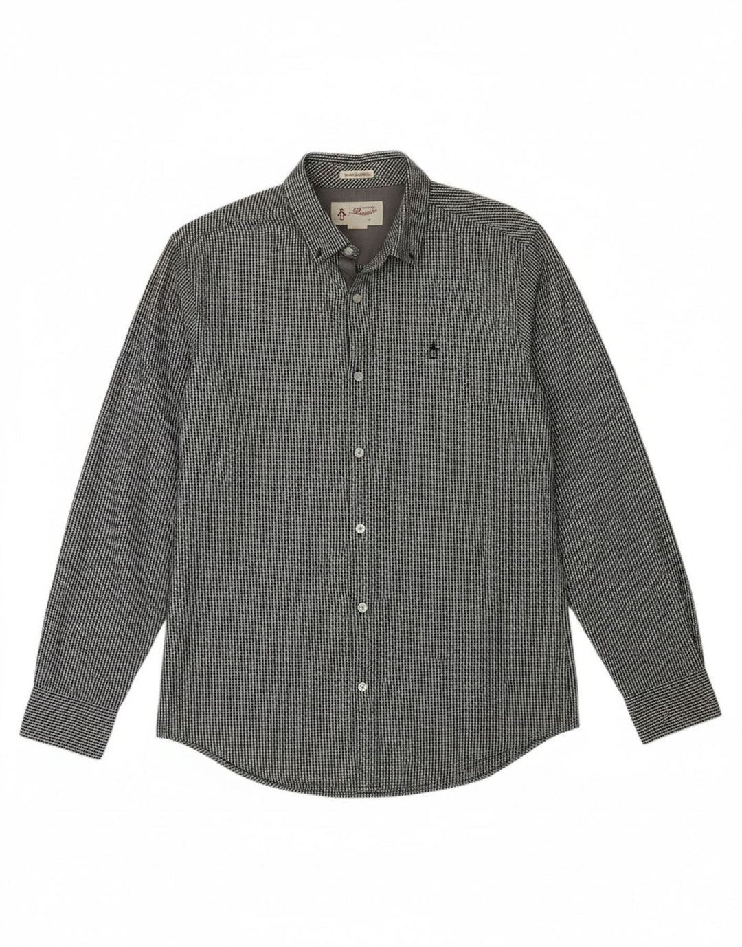 PENGUIN Mens Heritage Slim Fit Shirt Small Black Gingham