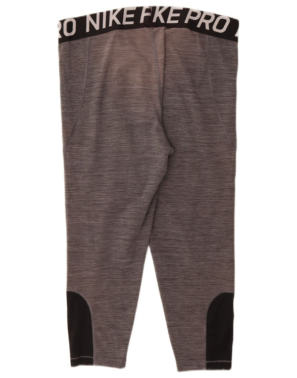 Женские леггинсы-капри NIKE Dri Fit с рисунком, Великобритания, 20, 2XL, серые с цветными блоками