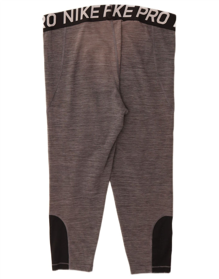 Женские леггинсы-капри NIKE Dri Fit с рисунком, Великобритания, 20, 2XL, серые с цветными блоками