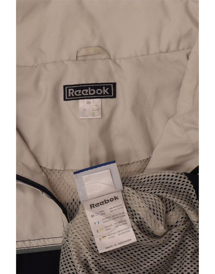Мужской пуловер от дождя REEBOK UK 36, маленький темно-синий с цветными блоками