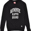 KAPPA Womens Graphic Sweatshirt Jumper UK 6 XS Black Spotted Cotton | Vintage Kappa | Thrift | Second-Hand Kappa | Used Clothing | Messina Hembry 
