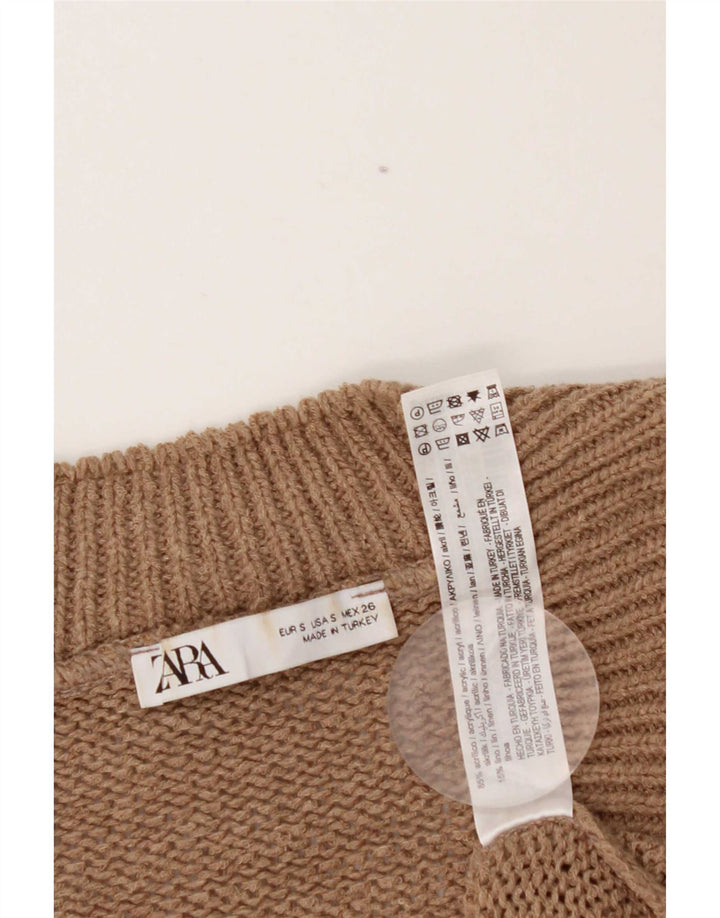 Женская майка-майка оверсайз Zara UK 10, маленький коричневый акрил