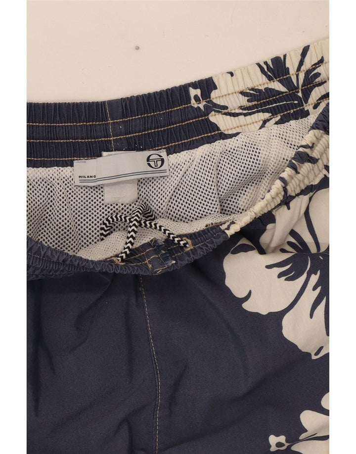 Мужские шорты для плавания Sergio Tacchini, средние темно-синие с цветочным принтом