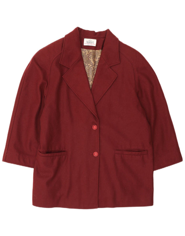 Винтажный женский пиджак оверсайз с рукавом 3/4 IT 49 XL бордовый