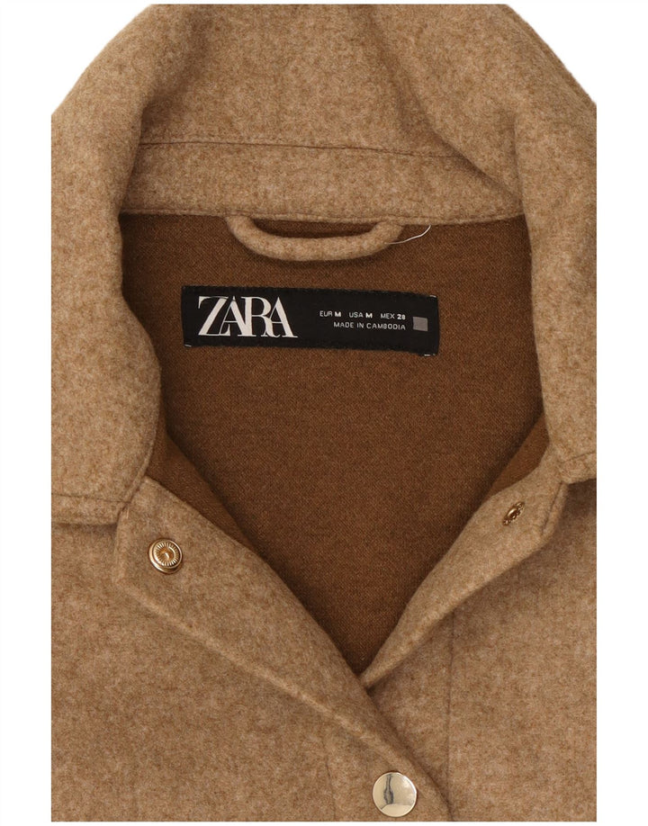 Женская фланелевая рубашка Zara Lumberjack UK 14, средний бежевый полиэстер
