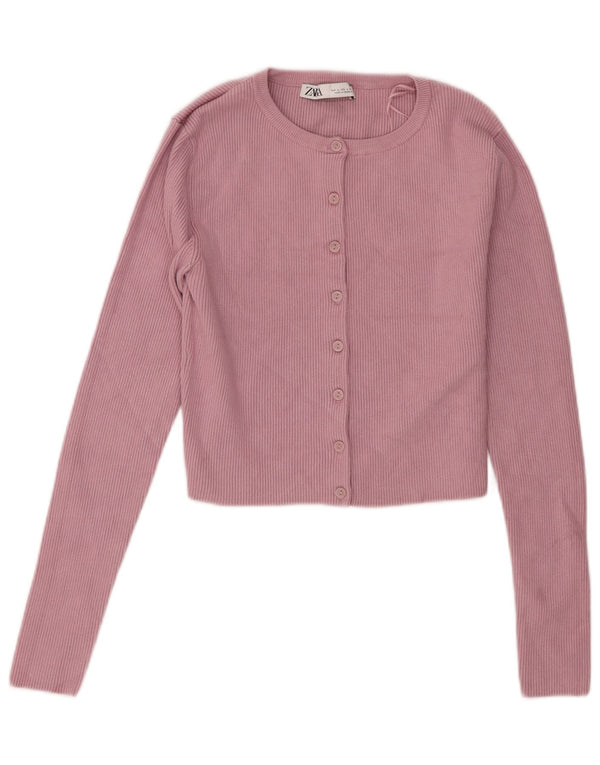 Женский укороченный топ Zara UK 14, большой розовый, вискоза
