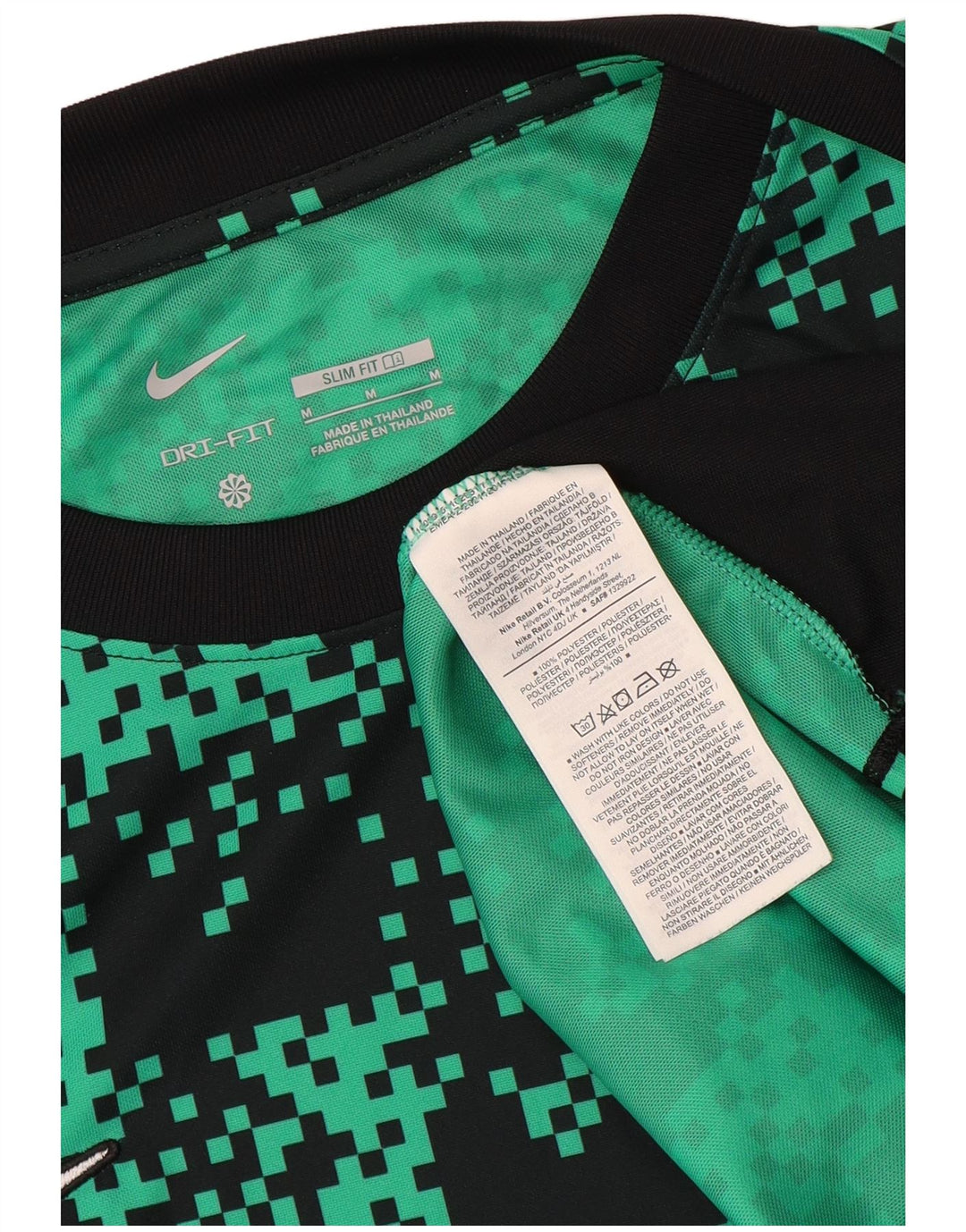 Мужская тонкая футболка Nike Dri Fit с абстрактным узором, верх из полиэстера среднего зеленого цвета