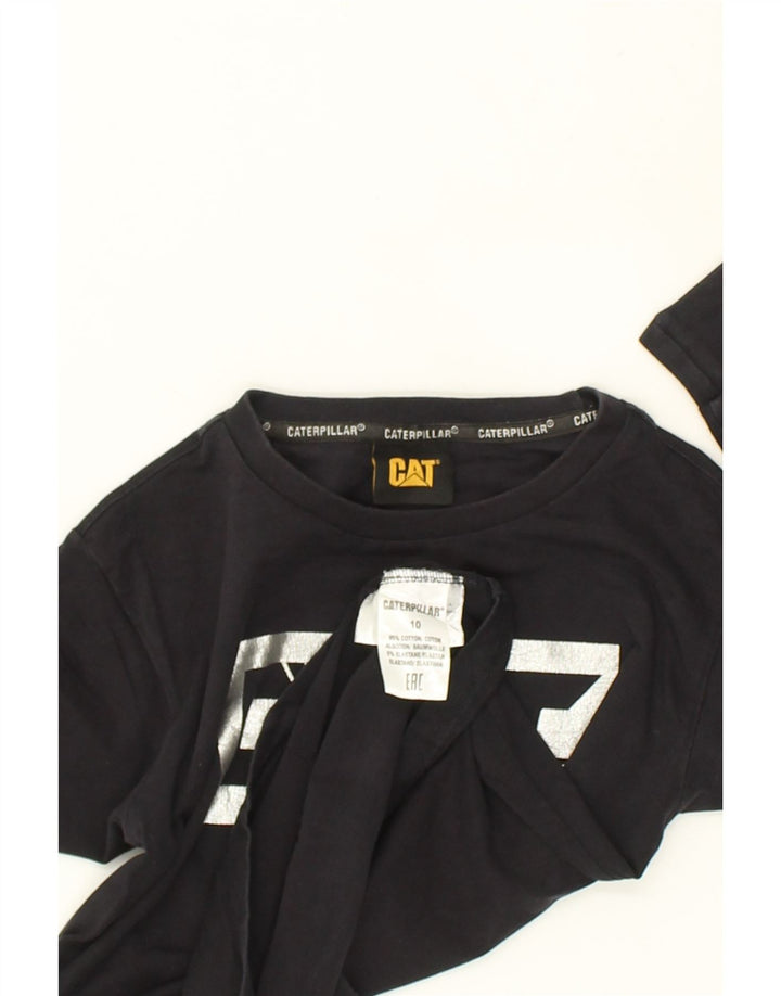 CATERPILLAR Girls Graphic Top Long Sleeve 9-10 Years Black Cotton | Vintage Caterpillar | Thrift | Second-Hand Caterpillar | Used Clothing | Messina Hembry 