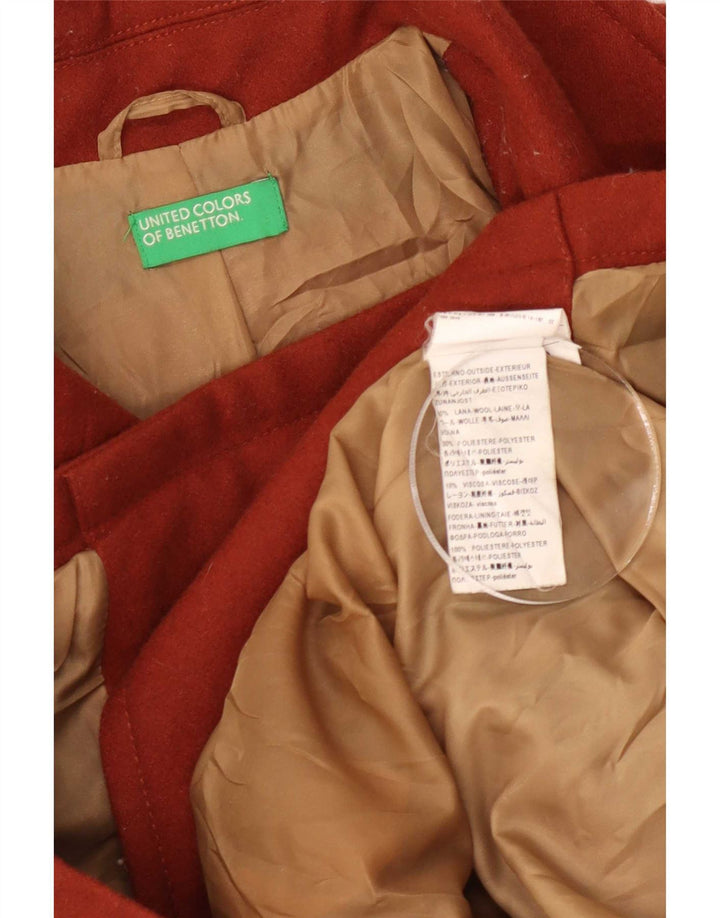 Женское бушлат Benetton UK 14, большой размер, коричневая шерсть