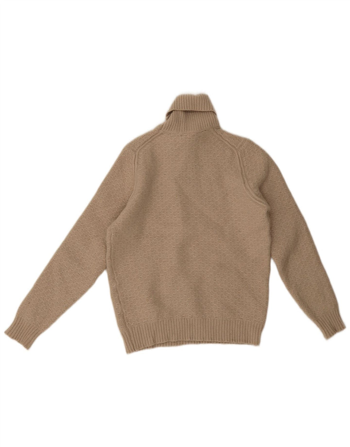 Женский джемпер с высоким воротником Massimo Dutti UK 14, большой бежевый с геометрическим узором