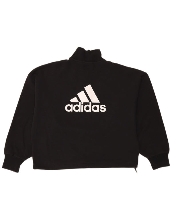 Женский укороченный свитер с воротником на молнии Adidas Oversized UK 8/10, маленький черный