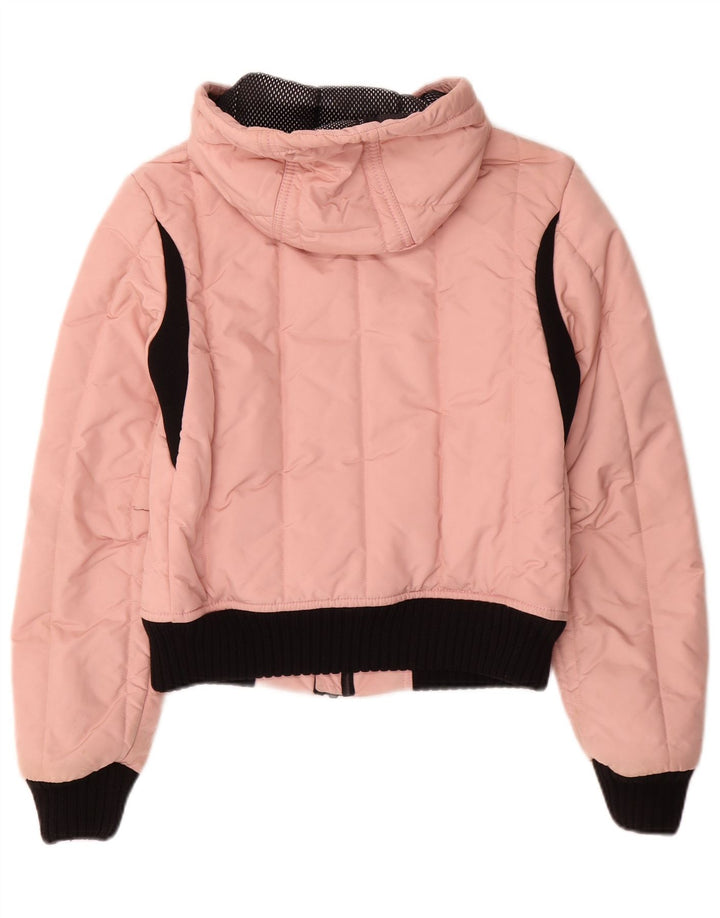 Refrigiwear Женский укороченный бомбер с капюшоном UK 12, нейлон среднего розового цвета