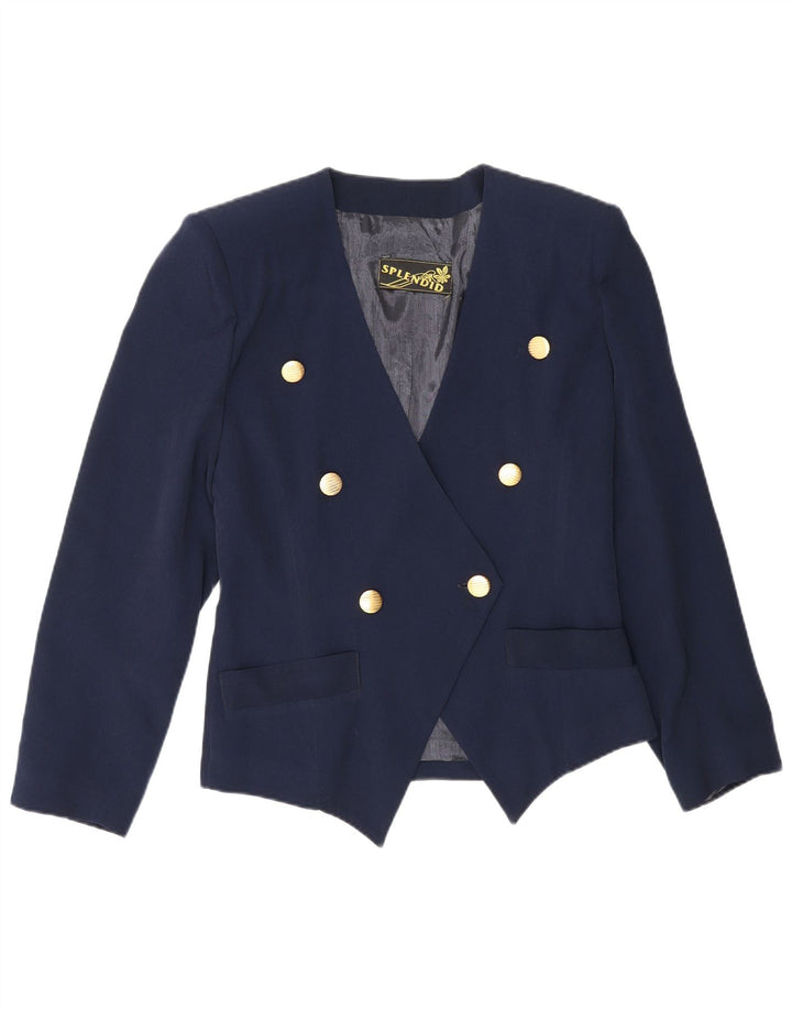 Винтажный женский двубортный пиджак IT 44 Medium Navy Blue