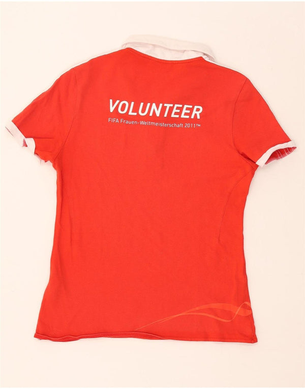 Женская рубашка поло Adidas UK 14, средний красный хлопок, красный