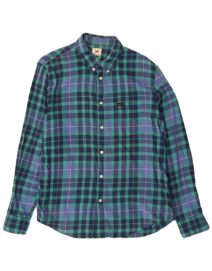 Мужская рубашка стандартного кроя LEE, большая синяя клетка, хлопок