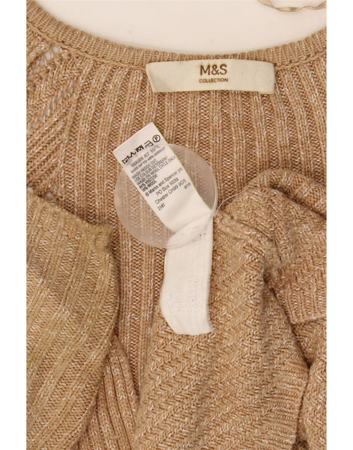 Женский свитер-кардиган оверсайз Marks & Spencer UK 10, маленький бежевый в крапинку