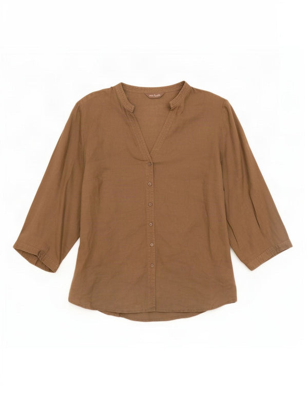 Женская блузка-рубашка с рукавом 3/4 Marks & Spencer UK 18 XL, коричневая