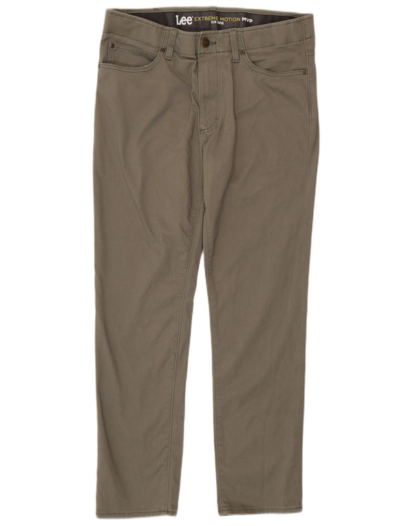 Lee Mens Extreme Motion Тонкие конические повседневные брюки W34 L30 Хаки Хлопок