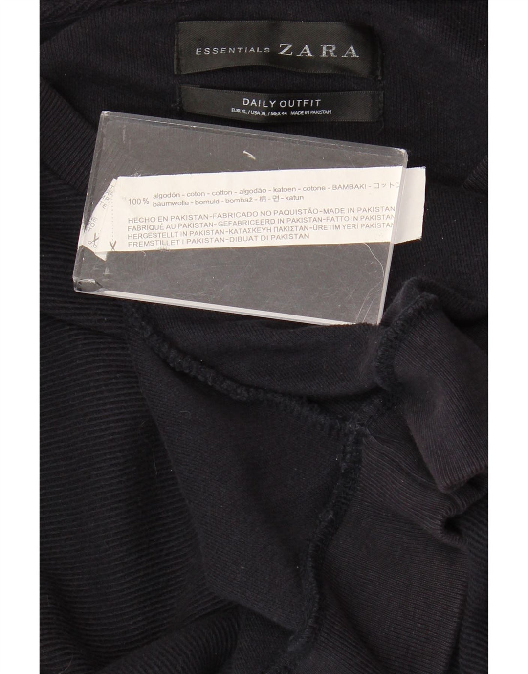 Мужской свитер ZARA с круглым вырезом XL, темно-синий, хлопок