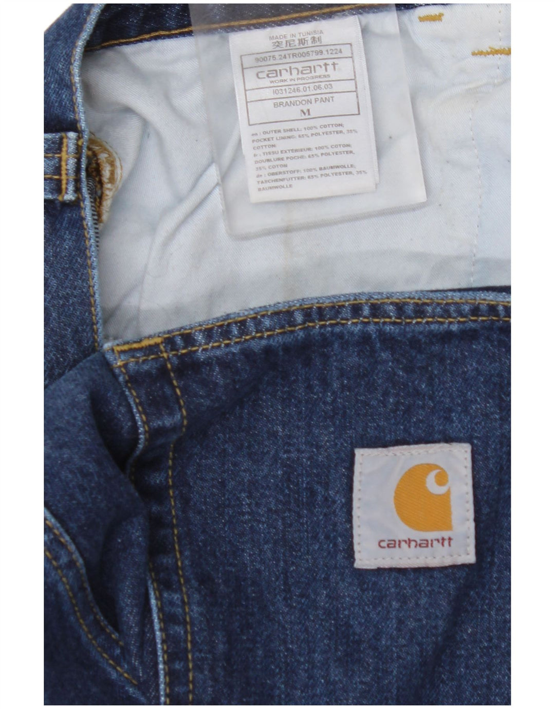 Мужские зауженные джинсы CARHARTT Medium W36 L29, синие, хлопок
