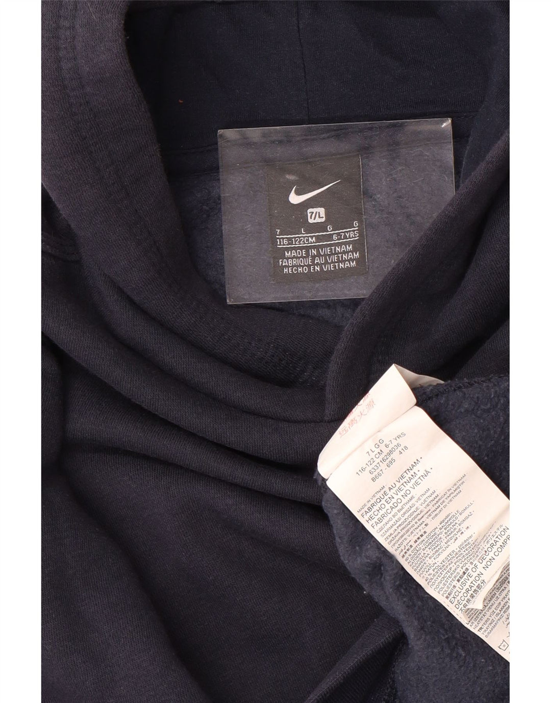 Джемпер с капюшоном NIKE для мальчиков 6–7 лет, большой размер, темно-синий, хлопковый