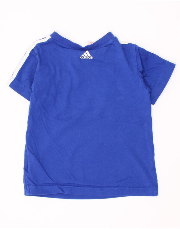 Футболка Adidas с графическим рисунком для мальчиков 9–12 месяцев, синяя, хлопковая с цветными блоками
