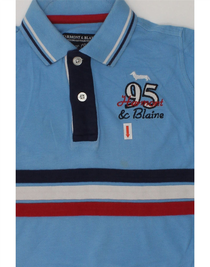 HARMONT & BLAINE Boys Graphic Polo Shirt 3-4 Years Blue Striped Cotton | Vintage Harmont & Blaine | Thrift | Second-Hand Harmont & Blaine | Used Clothing | Messina Hembry 
