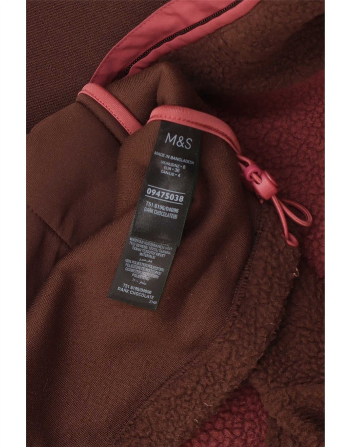 Женская флисовая куртка оверсайз Marks & Spencer UK 8, маленькая коричневая с цветными блоками