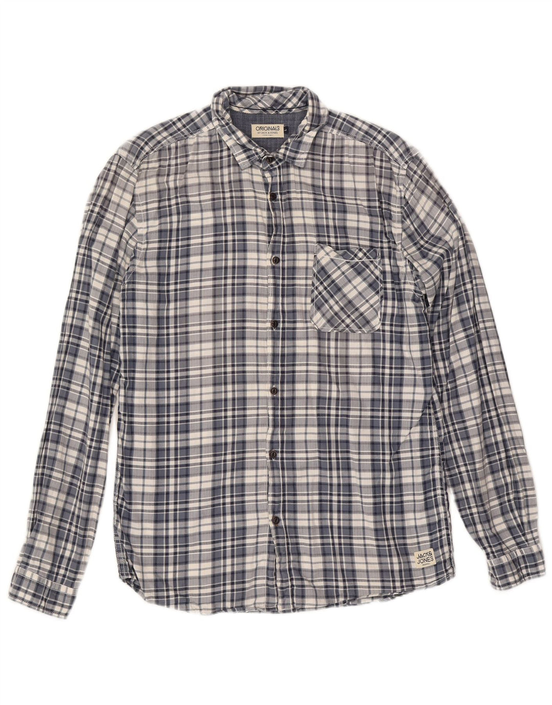 Мужская рубашка Jack & Jones в крупную синюю клетку из хлопка