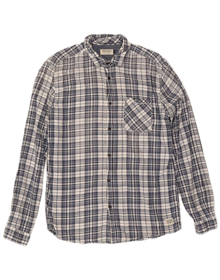 Мужская рубашка Jack & Jones в крупную синюю клетку из хлопка