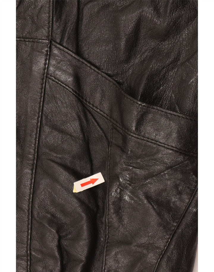 Винтажная женская кожаная куртка оверсайз EU 50 XL, черная