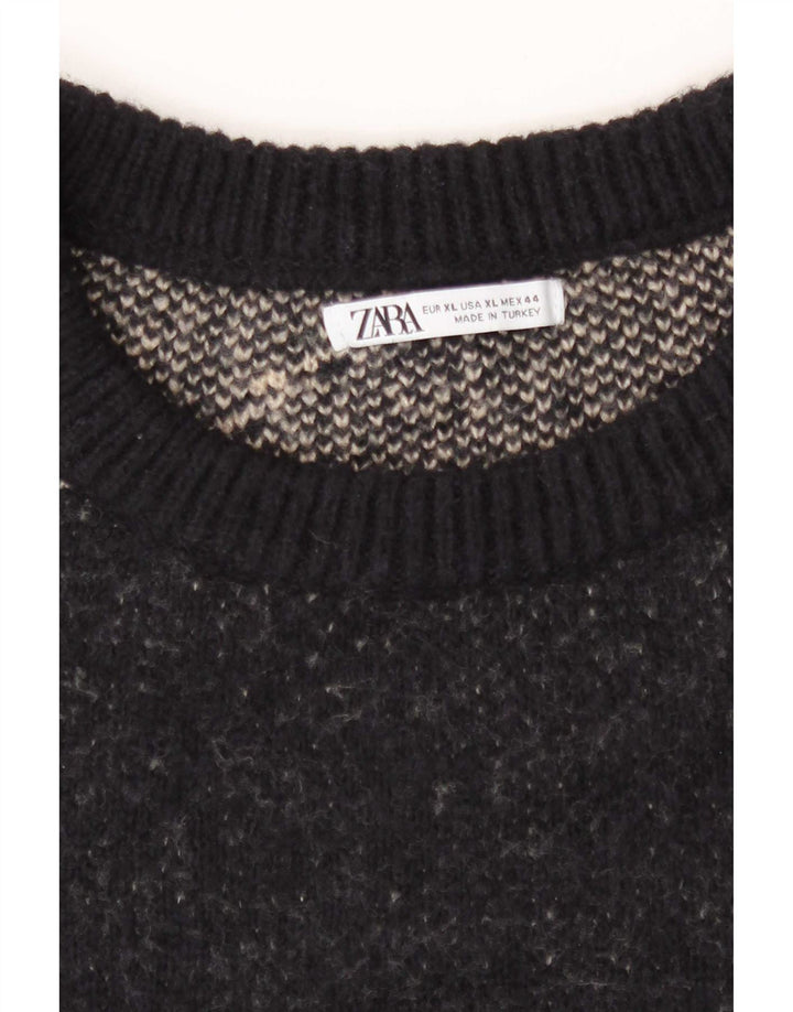 Мужской джемпер с круглым вырезом Zara XL, черный в полоску