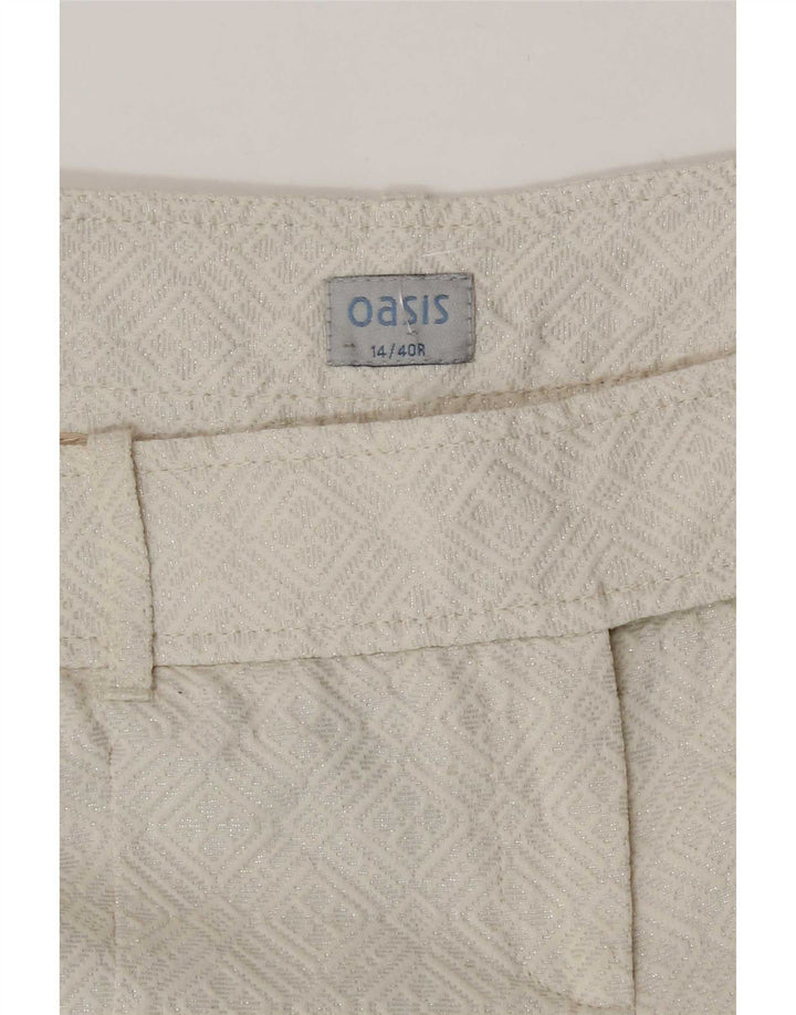 Женские шорты-бермуды Oasis UK 14, средний размер W32, белый хлопок с геометрическим рисунком