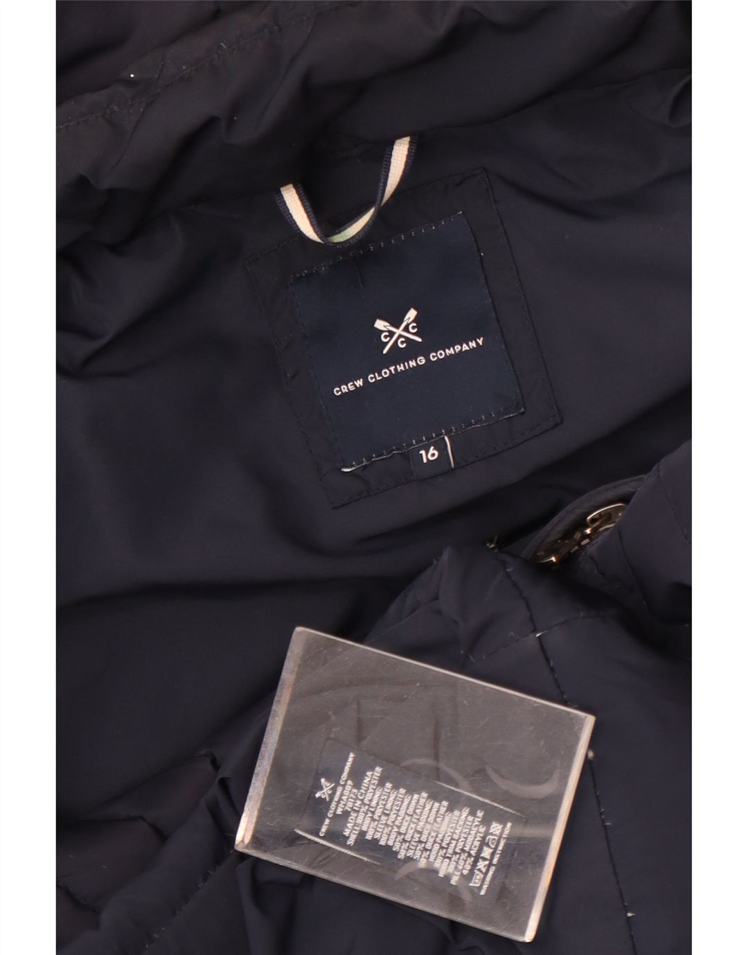 Crew Clothing Женская утепленная куртка с капюшоном UK 16, большой темно-синий полиэстер