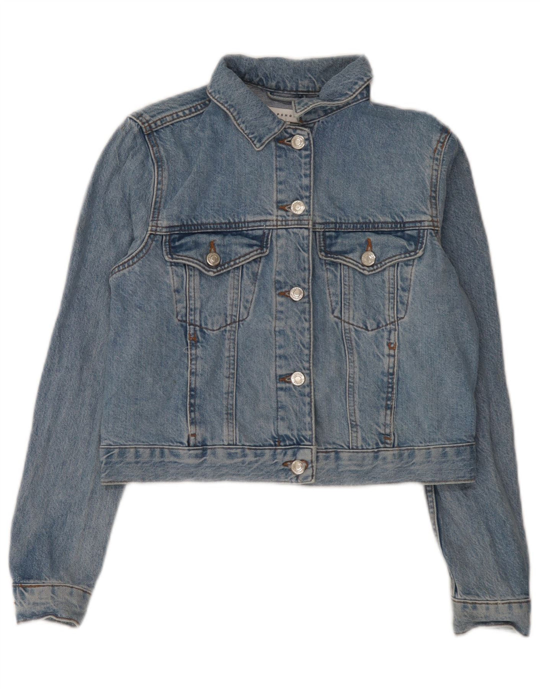 Женская укороченная джинсовая куртка Topshop UK 8, маленький синий хлопок