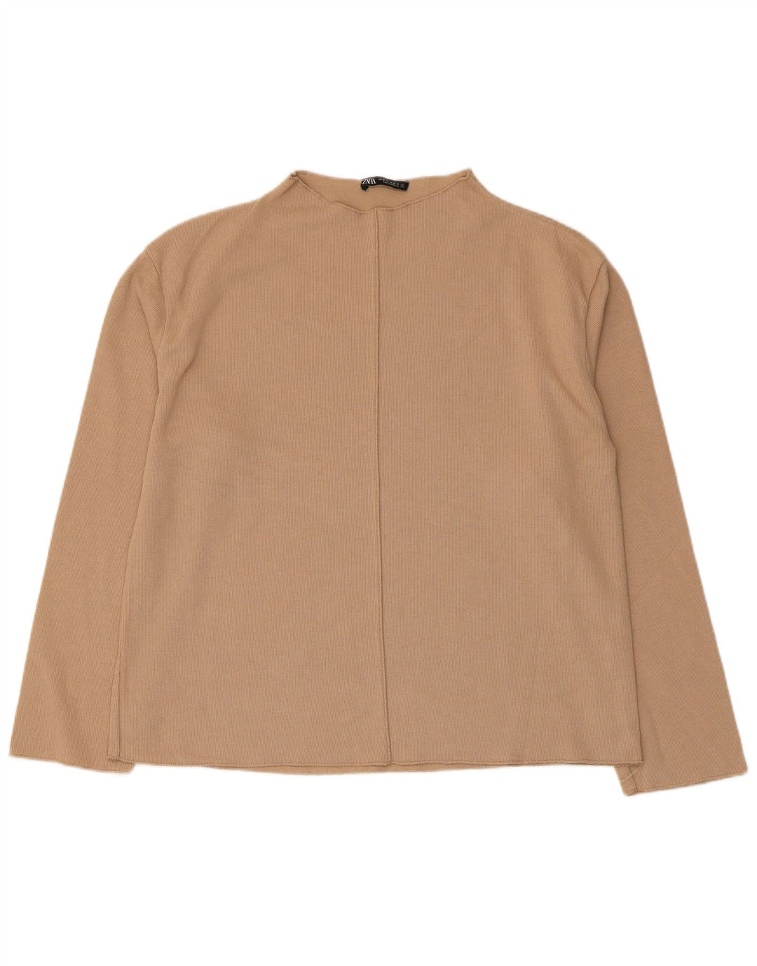 Женский топ Zara с длинным рукавом UK 14, средний бежевый, хлопок