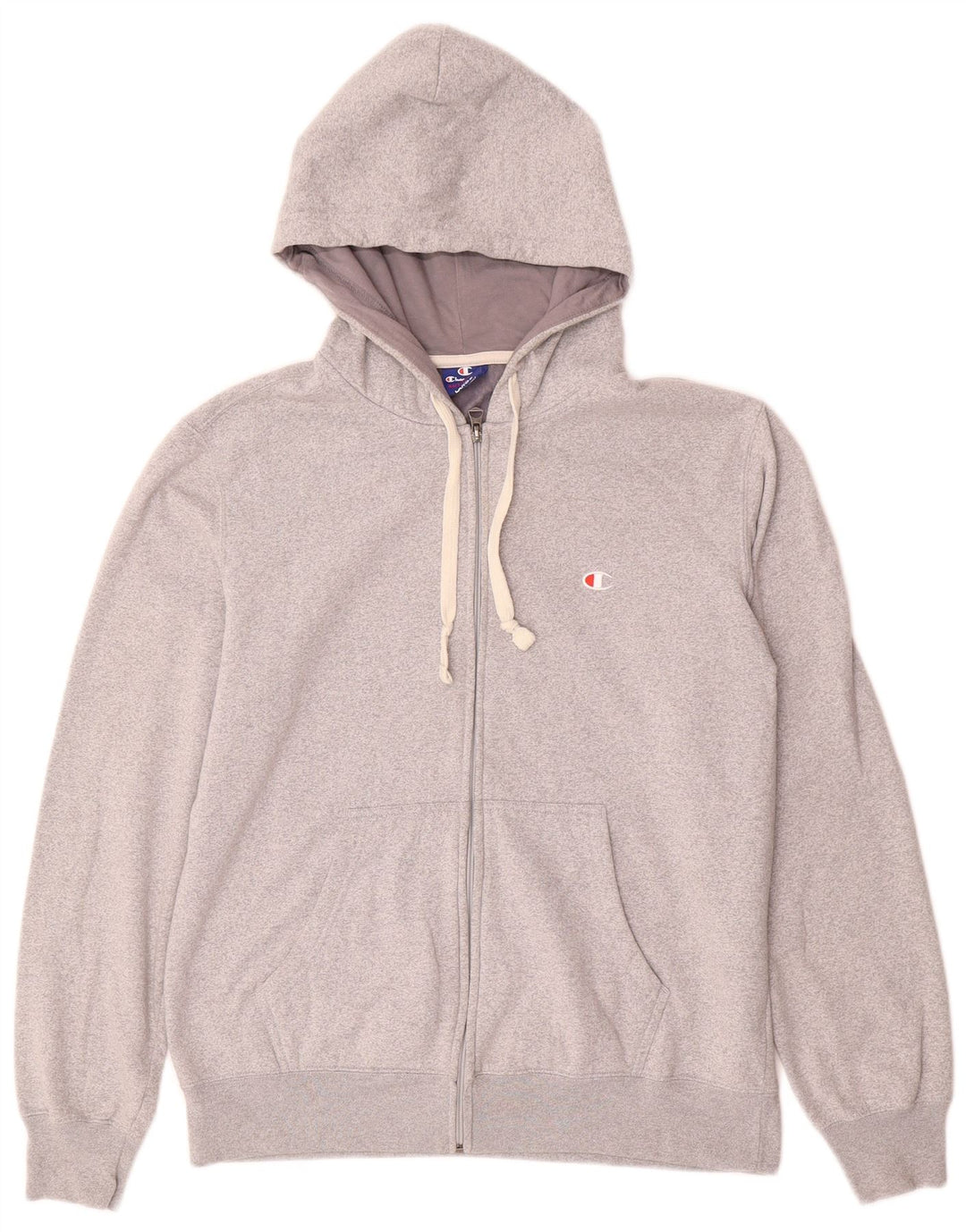 CHAMPION Womens Zip Hoodie Sweater UK 16 Large Grey Flecked Polyester