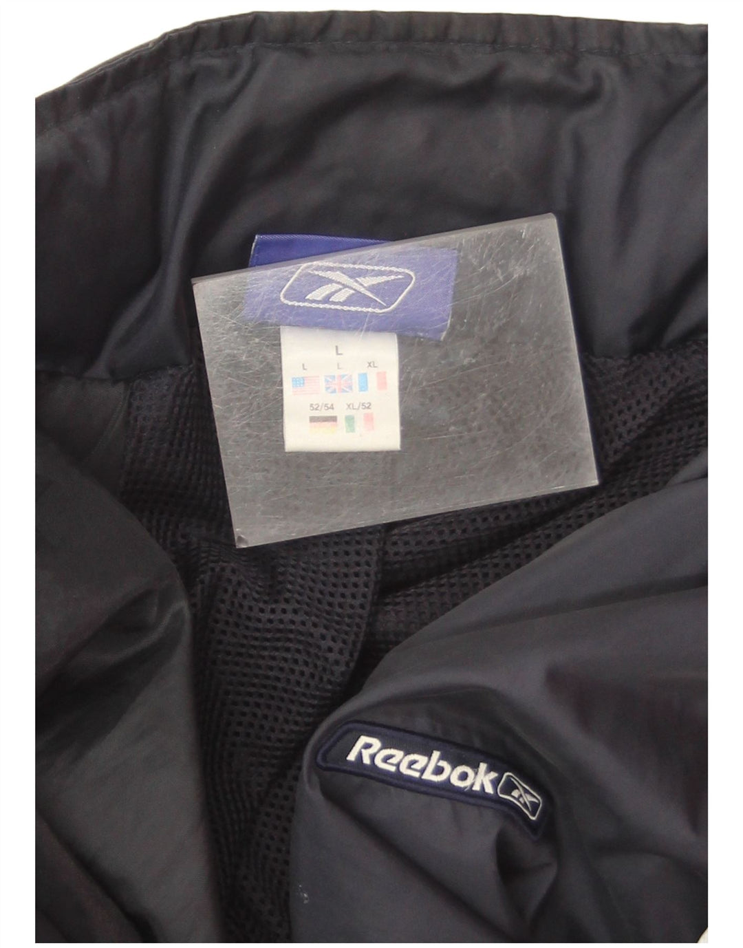 Мужская дождевик Reebok UK 40, большая темно-синяя нейлоновая куртка