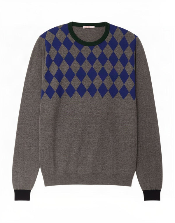 Мужской джемпер Sun68 с круглым вырезом XL, серый цвет Argyle/Diamond Wool