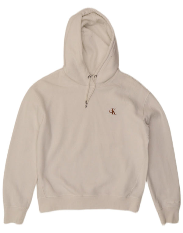 Женский джемпер с капюшоном Calvin Klein Jeans UK 16, большой белый хлопок