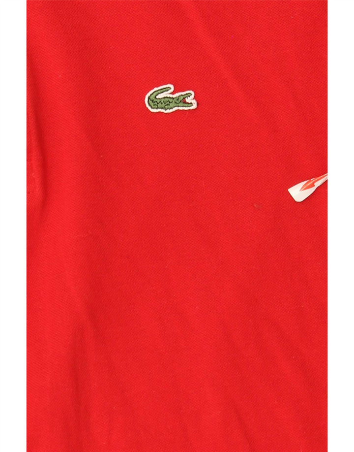 Мужская рубашка-поло с длинным рукавом Lacoste, размер 3, маленькая, красный хлопок