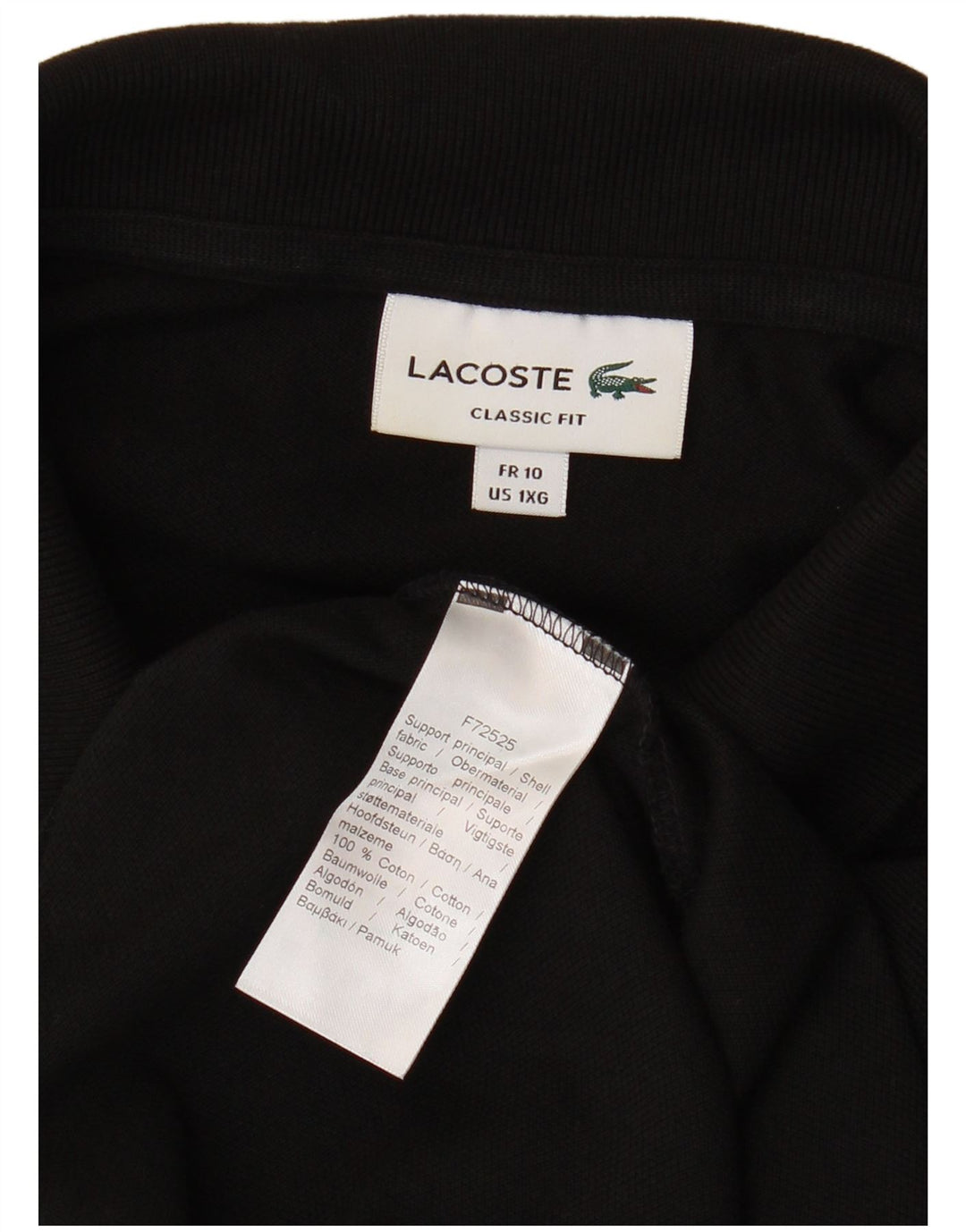 LACOSTE Мужская рубашка-поло классического кроя, размер 10, 5XL, черный хлопок