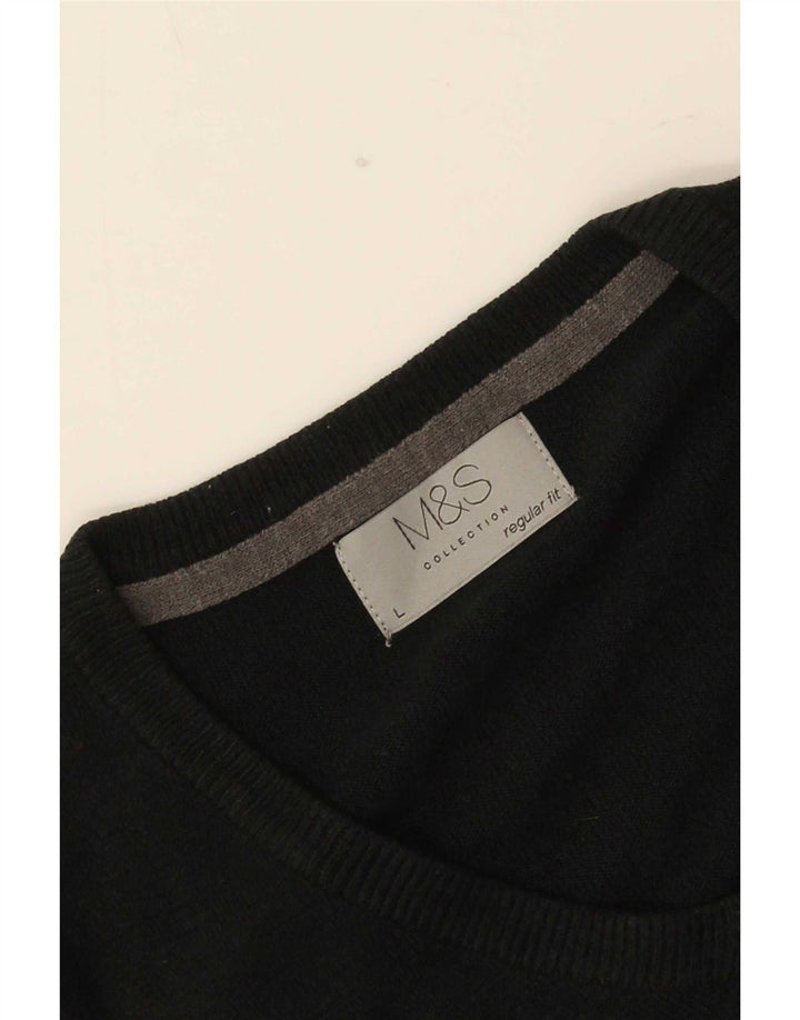 Мужской джемпер стандартного кроя с v-образным вырезом Marks & Spencer, большой черный