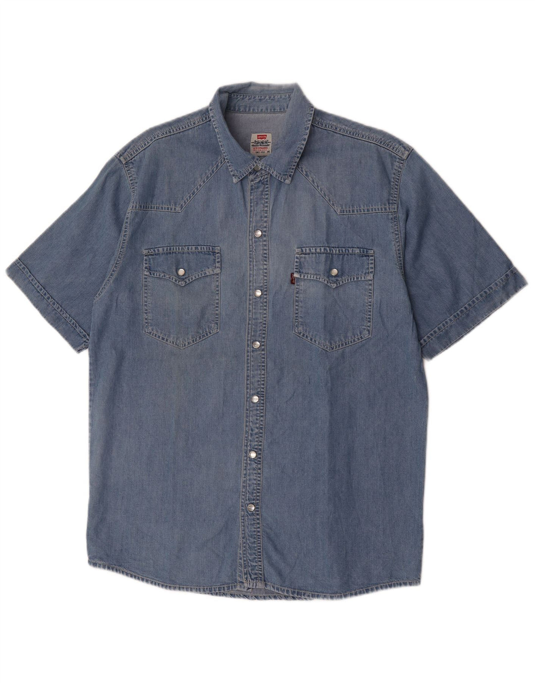 Мужская джинсовая рубашка с коротким рукавом Levi's среднего синего цвета