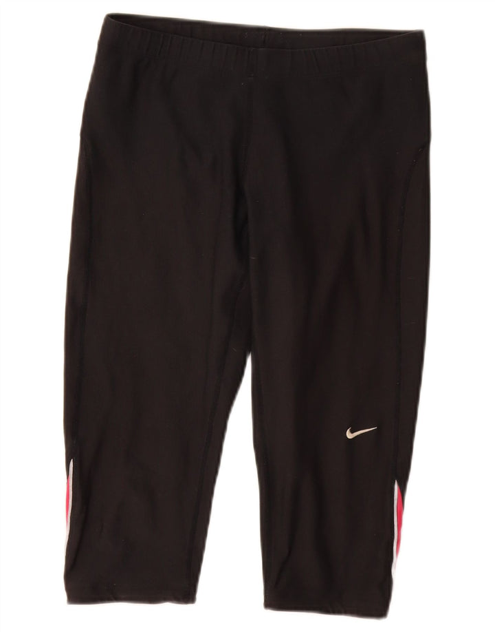 Женские спортивные шорты-бермуды NIKE Dri Fit UK 12, средние черные с цветными блоками