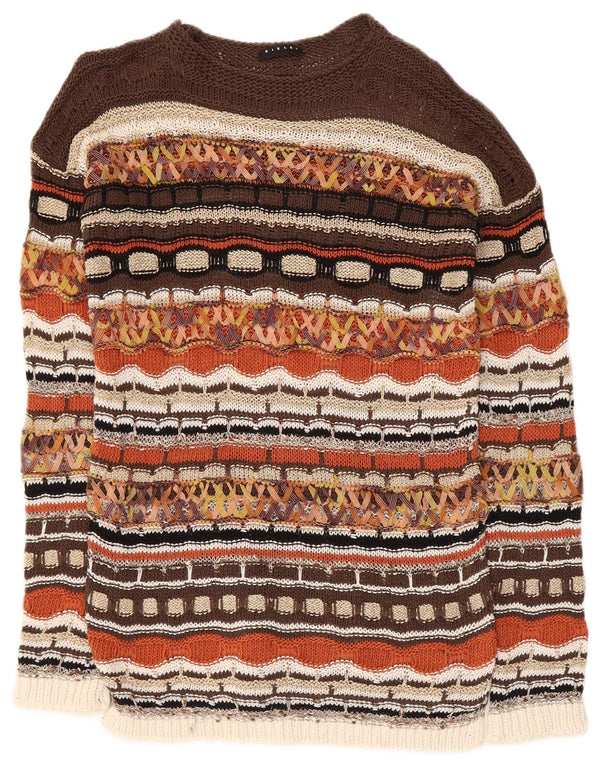 Джемпер с круглым вырезом для девочек Sisley, 13–14 лет, размер 3XL, коричневый с геометрическим рисунком