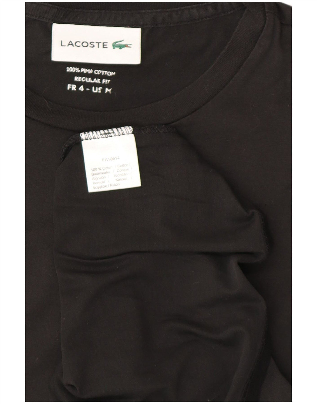 Lacoste Мужская футболка обычного кроя, размер 4, средний черный хлопок