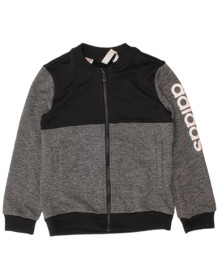 Спортивный костюм Adidas Climalite для мальчиков, верхняя куртка 7-8 лет, серая с цветными блоками